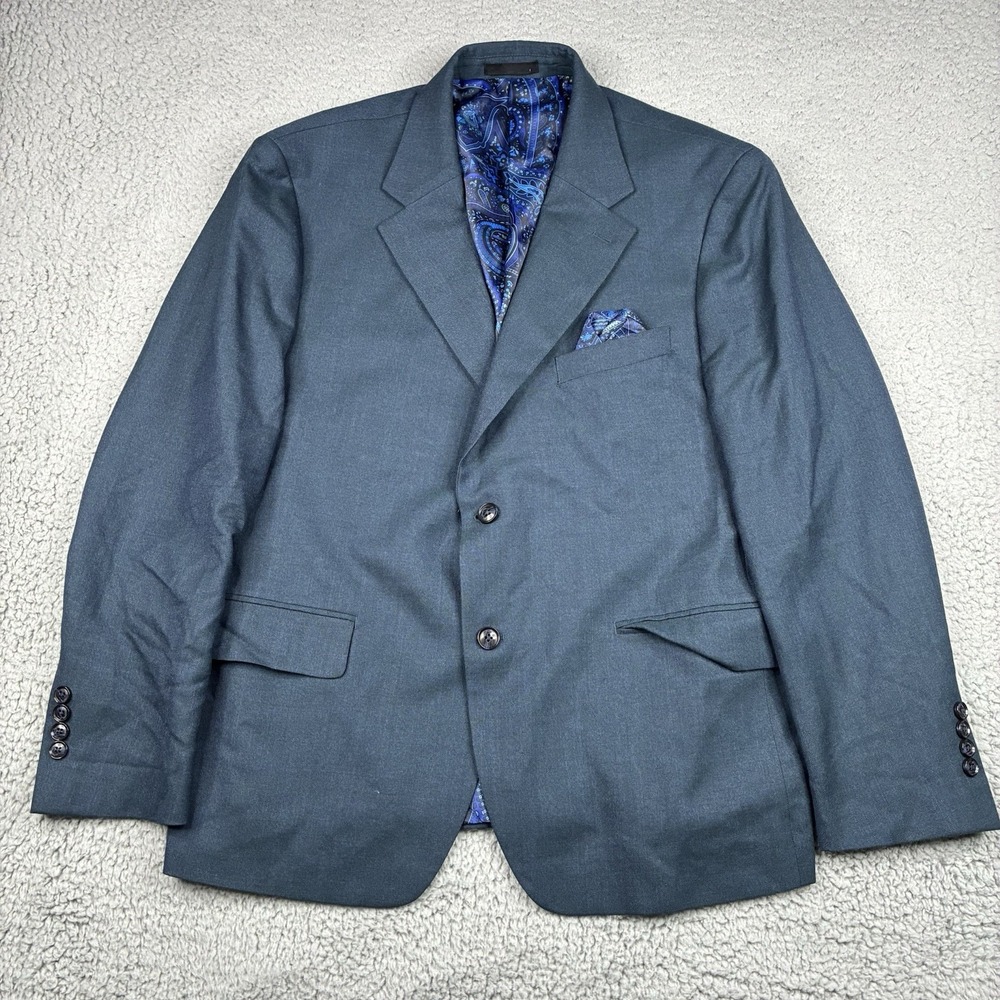 Tallia Sport Coat Men's 42S Blue Wool Blend Paisley Lined Blazer Jacket